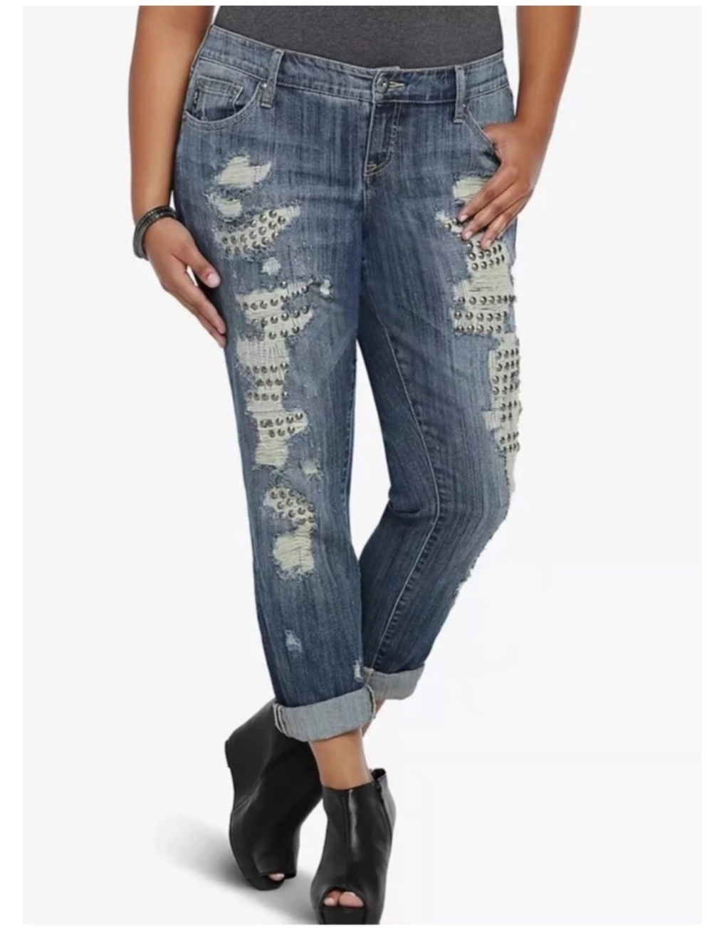 TORRID Premium Boyfriend Studded Distressed Jeans Size 26